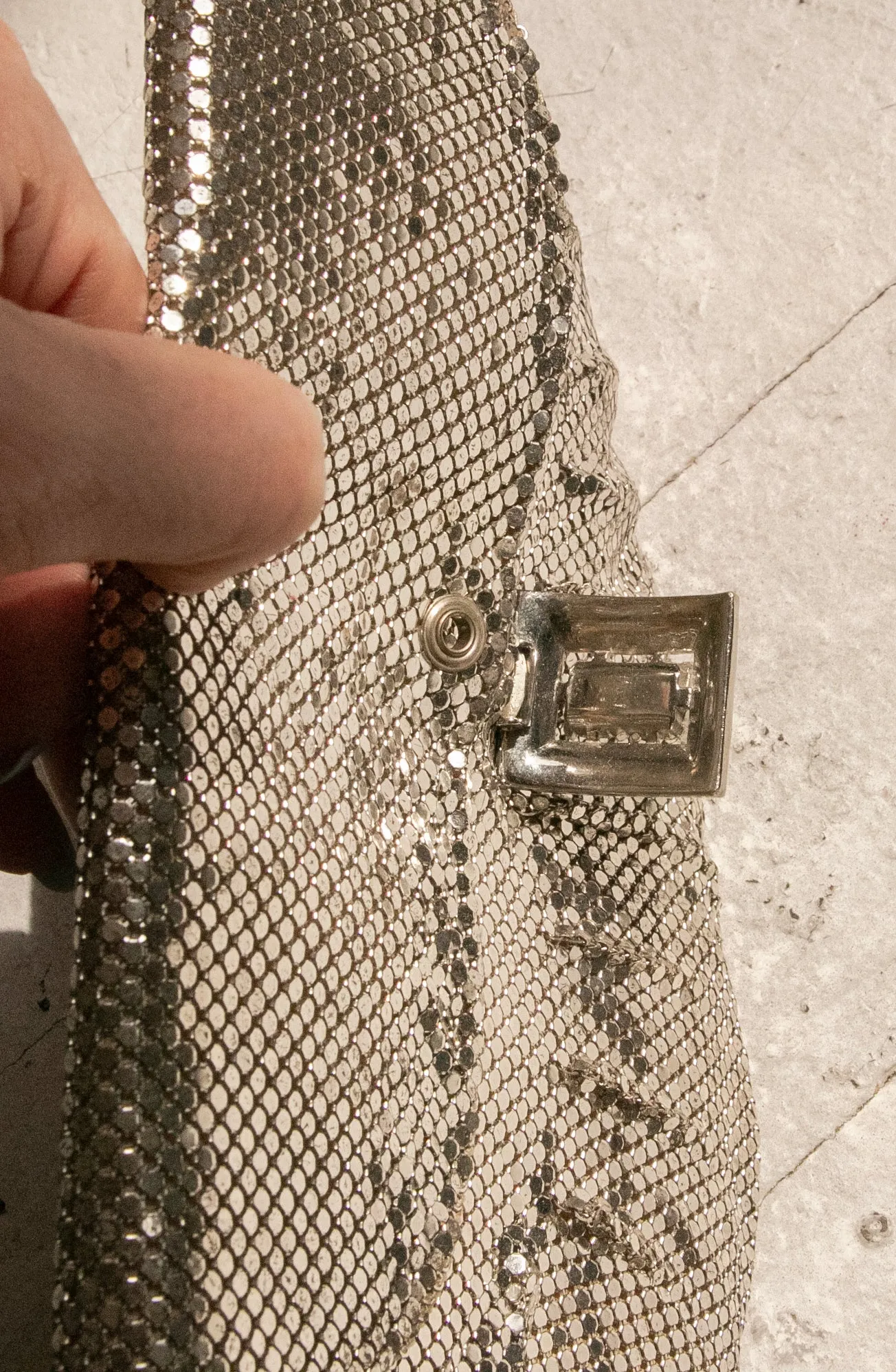 1950s Whiting & Davis Purse Mesh Silver Metal Clutch Bag