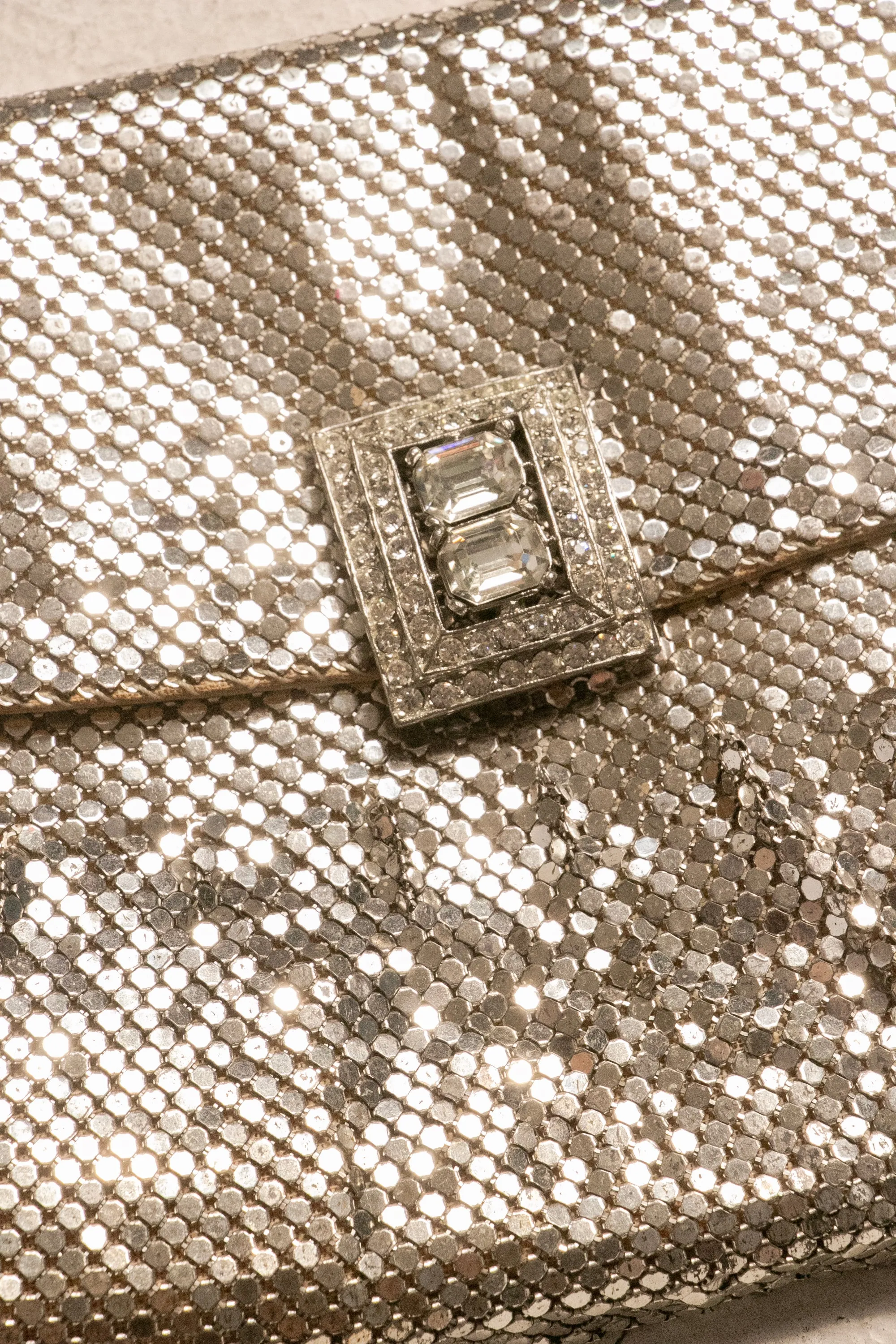 1950s Whiting & Davis Purse Mesh Silver Metal Clutch Bag