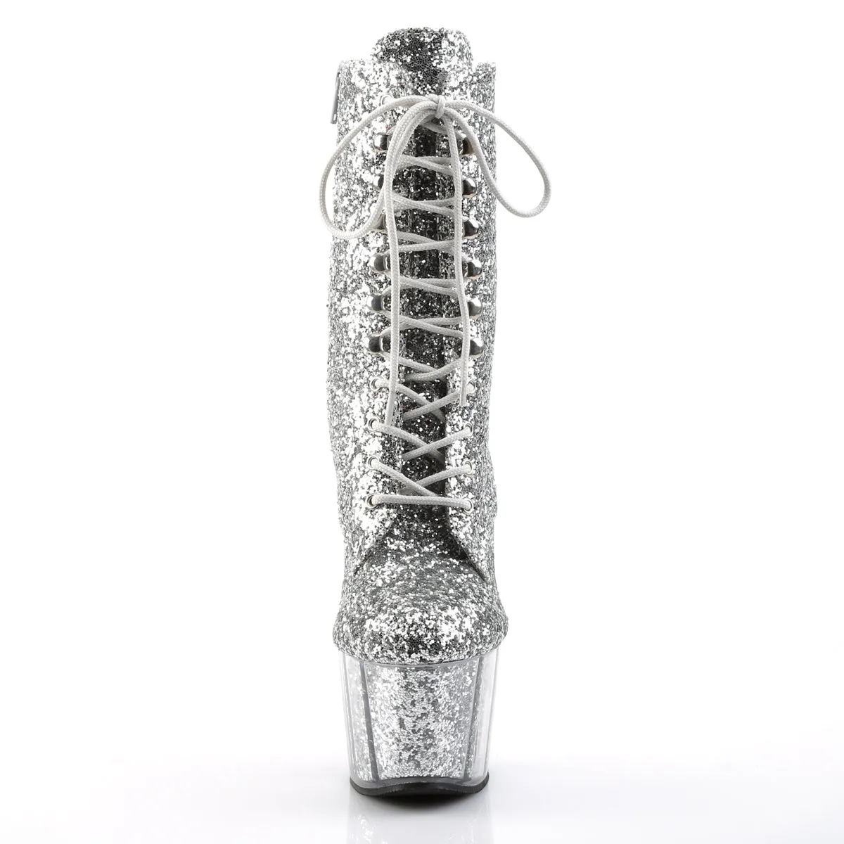 ADORE-1020G Pleaser Shoes Silver Glitter Stripper Boots