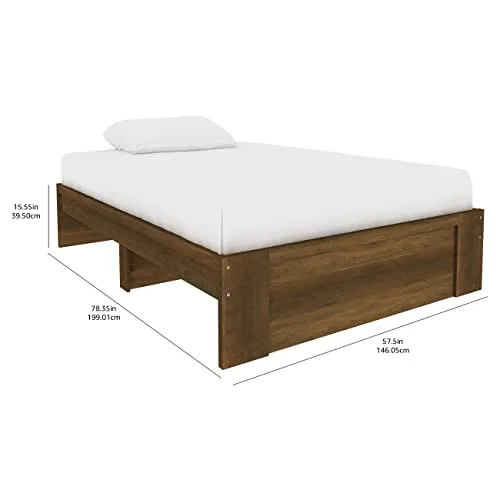 Amazon Basics Platform Bed with Under-Bed Storage Space - Full, Wood