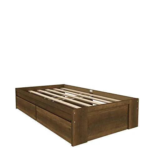 Amazon Basics Platform Bed with Under-Bed Storage Space - Twin, Wood