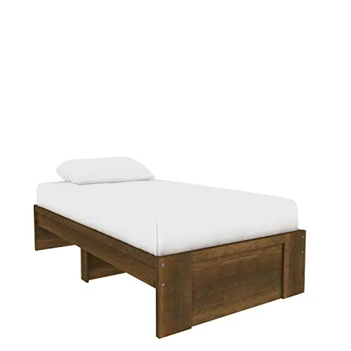 Amazon Basics Platform Bed with Under-Bed Storage Space - Twin, Wood