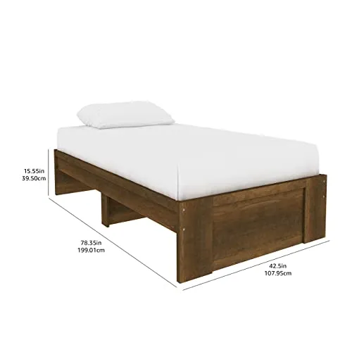 Amazon Basics Platform Bed with Under-Bed Storage Space - Twin, Wood