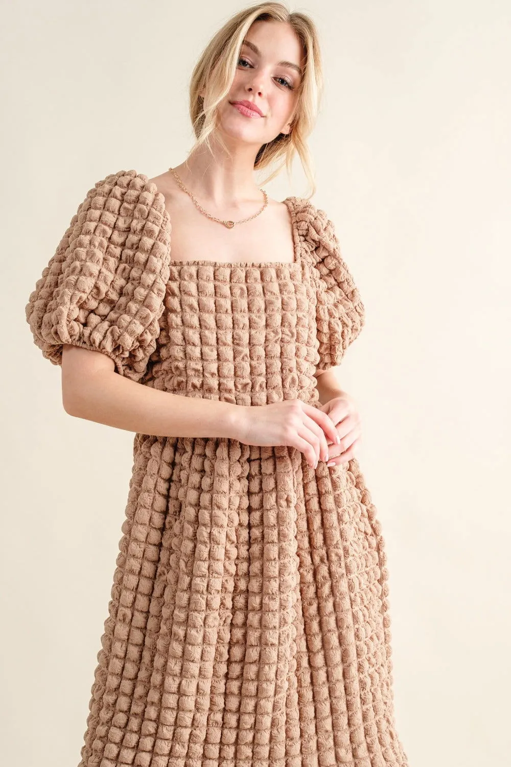 And The Why Square Neck Puff Sleeve Dress