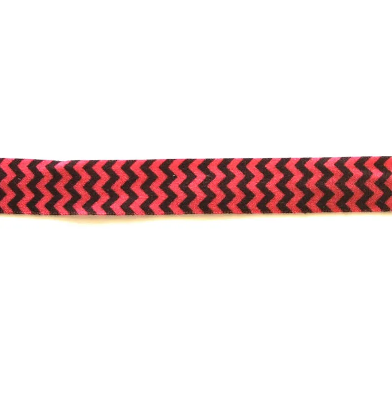 Black and Hot Pink Chevron 5/8" Flat Elastic Trim