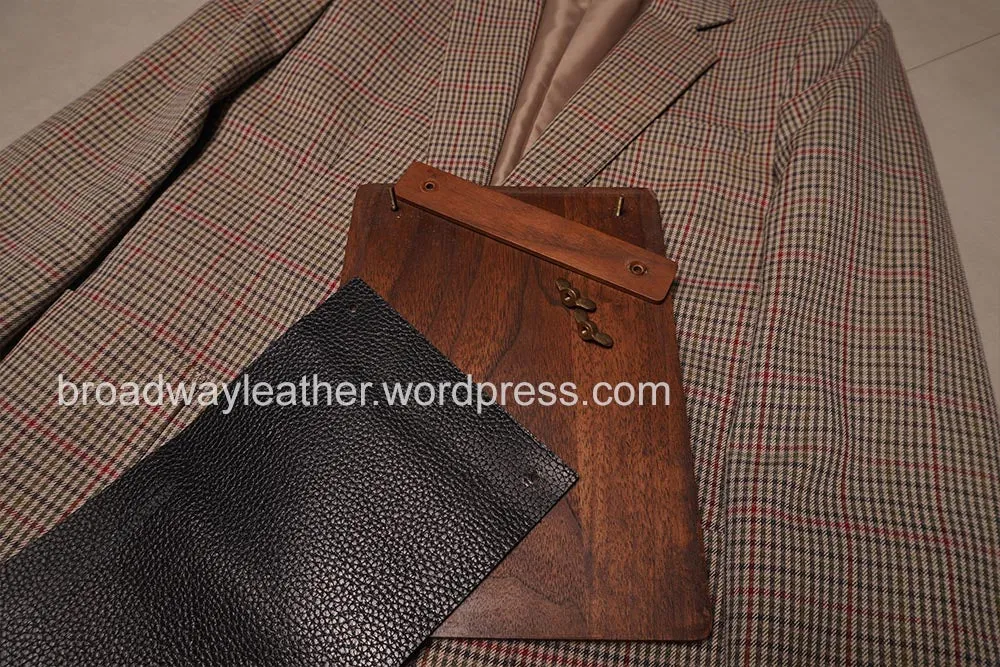 Black Pebbled Leather Wood Menu Cover