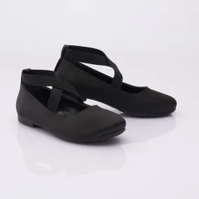 Black Satin Ballerina Flats