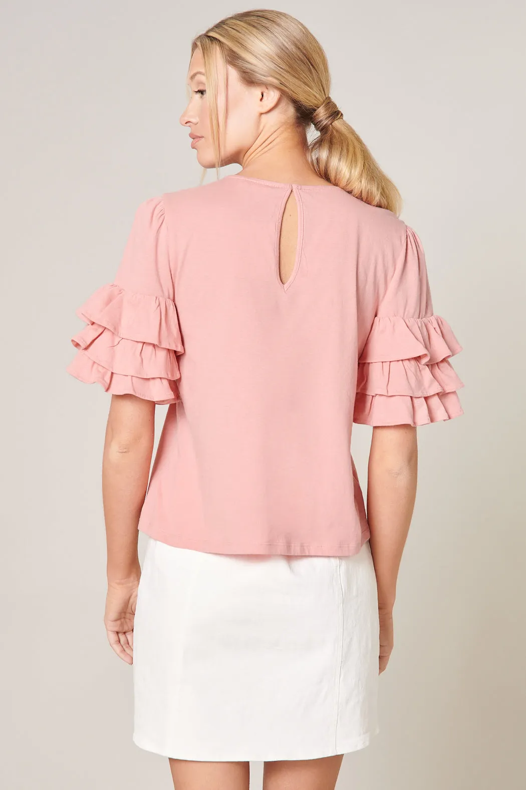 Blair Cotton Knit Ruffle Sleeve Top