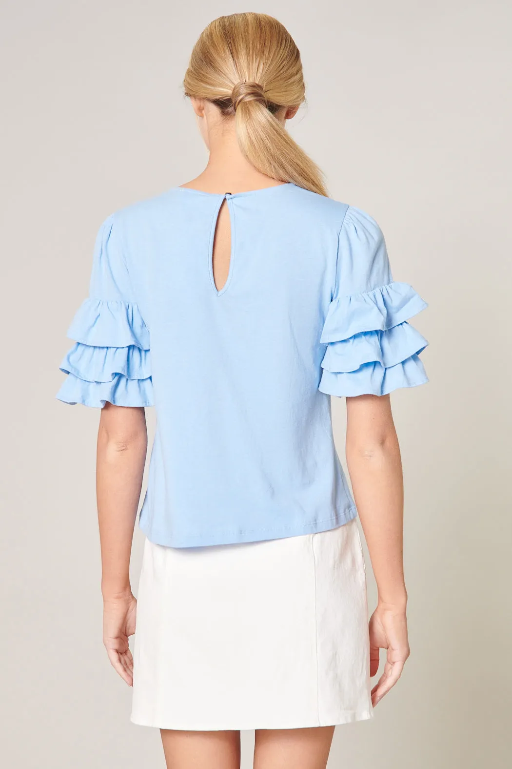 Blair Cotton Knit Ruffle Sleeve Top