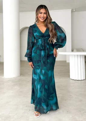 Camellia Midi Dress - Deep Lagoon