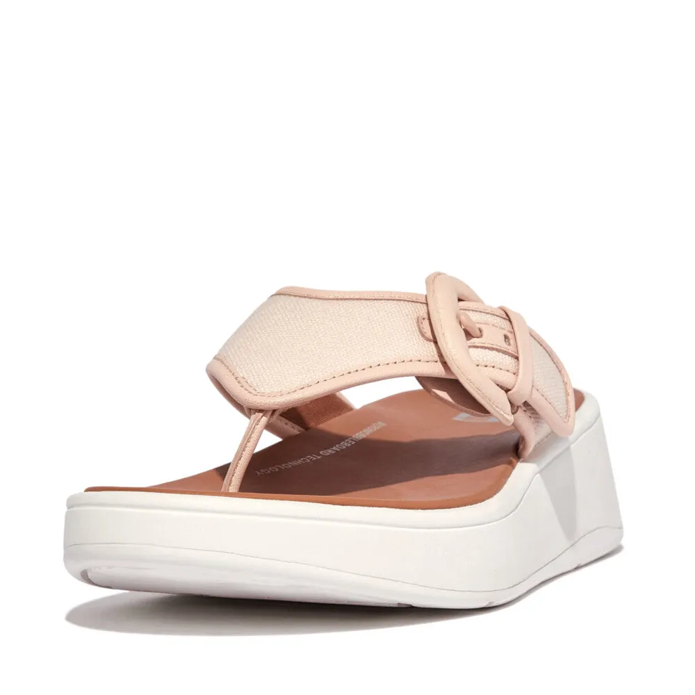 FitFlop F-Mode Flatform Buckle Canvas Sandals - Rose Foam