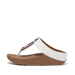 FitFlop Halo Bead-Circle Leather Toe-Post Sandals - Urban White