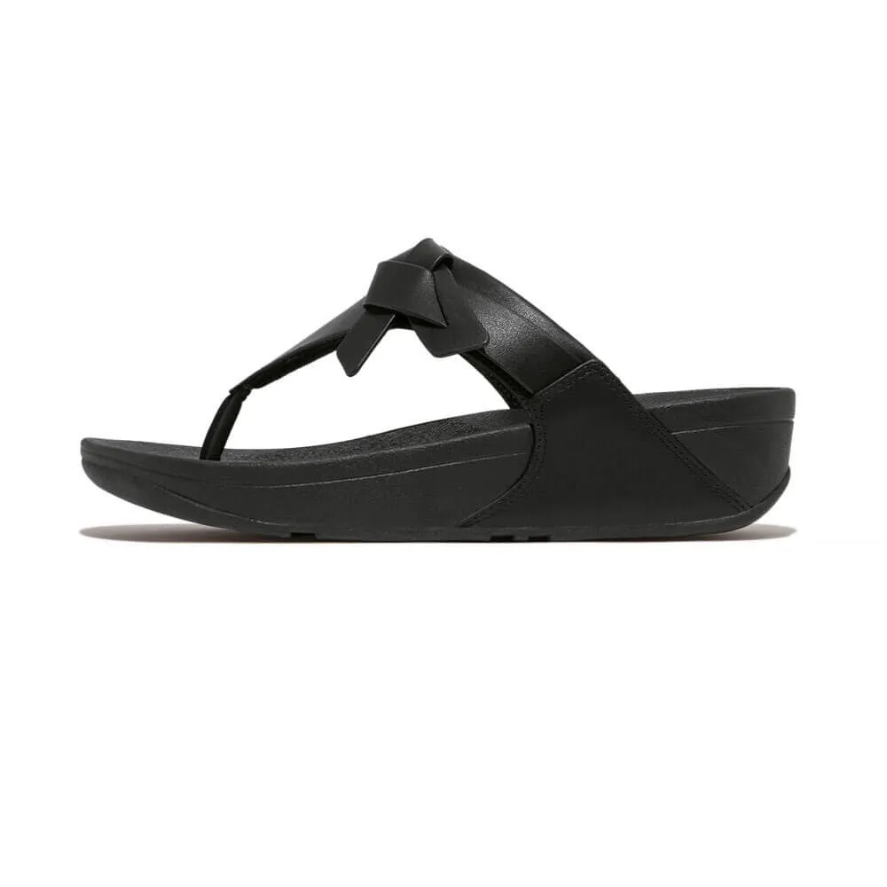 Fitflop Lulu Folded-Knot Leather Toe-Post Sandals - Black