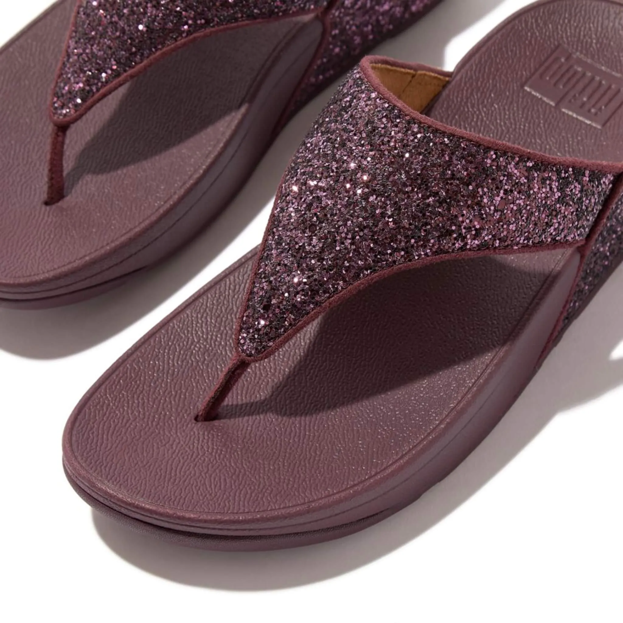 FitFlop Lulu Glitter Sandals - Metallic Mauve Wine