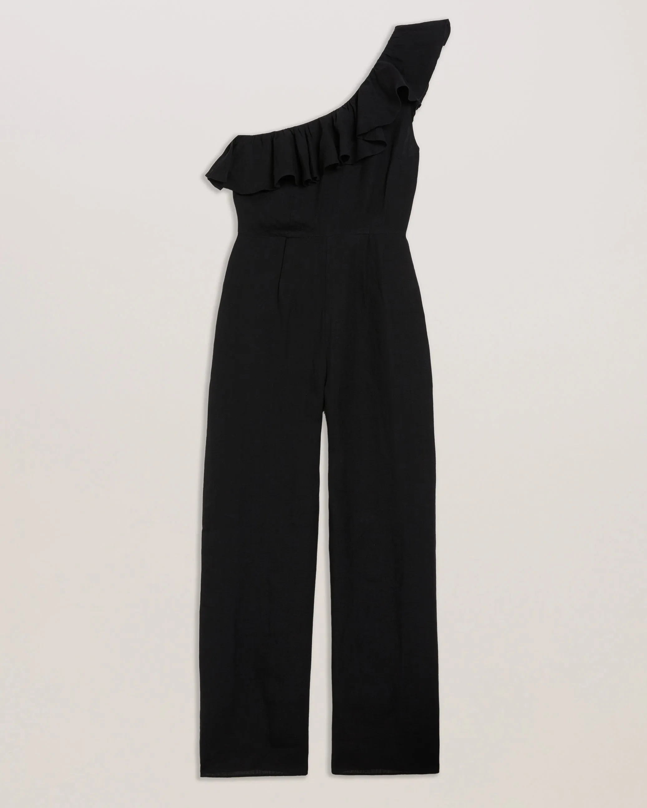 Fuji Ruffle One Shoulder Jumpsuit Black