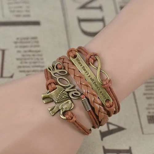 Infinity Elephant Love - multilayer retro bracelet