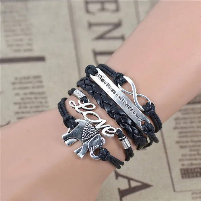 Infinity Elephant Love - multilayer retro bracelet