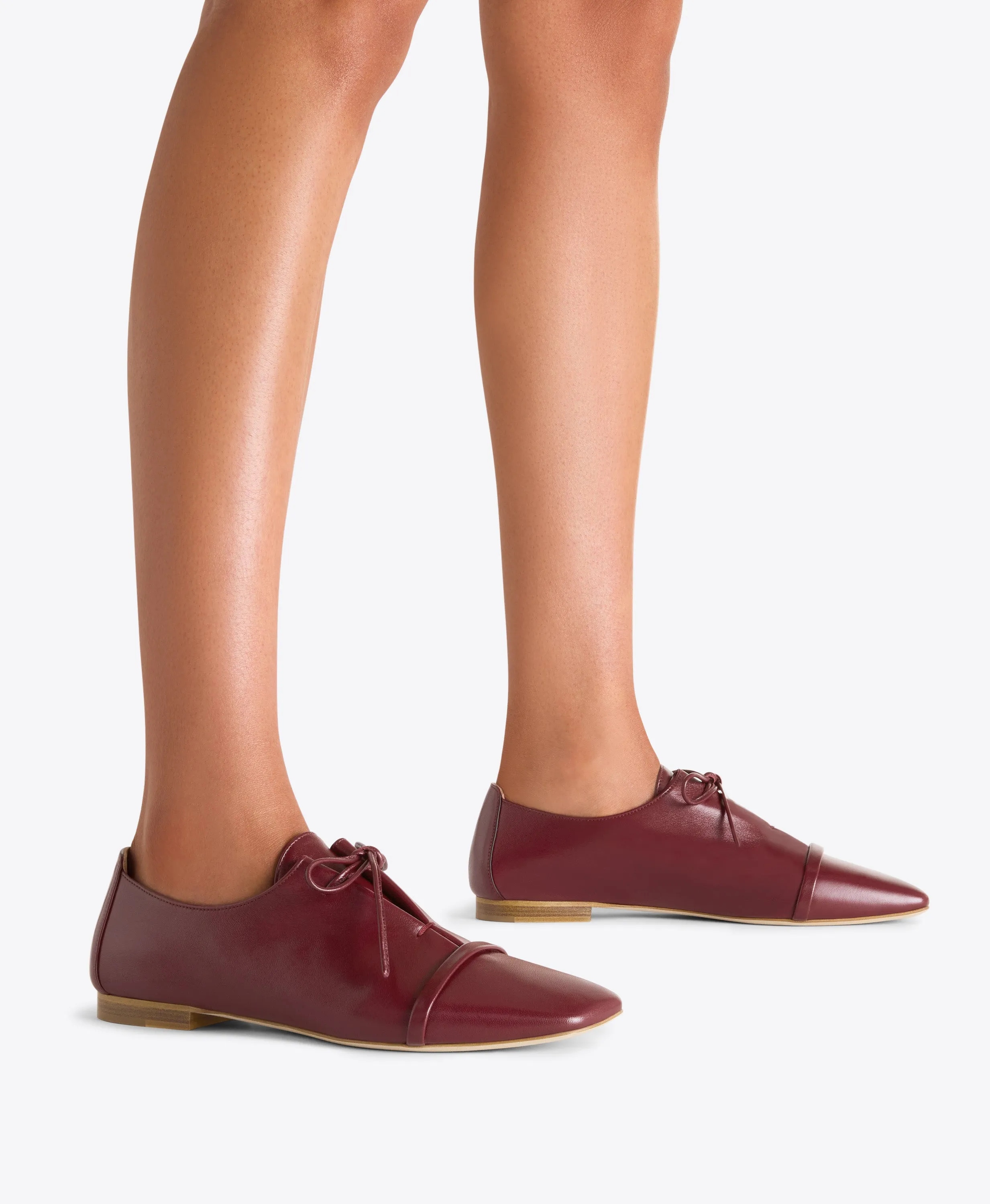 Jean Red Leather Flats