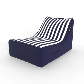 Kirra Indoor/Outdoor Bean Bag in Navy Stripe