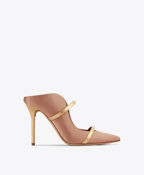 Maureen 100 Blush & Gold Satin Mules