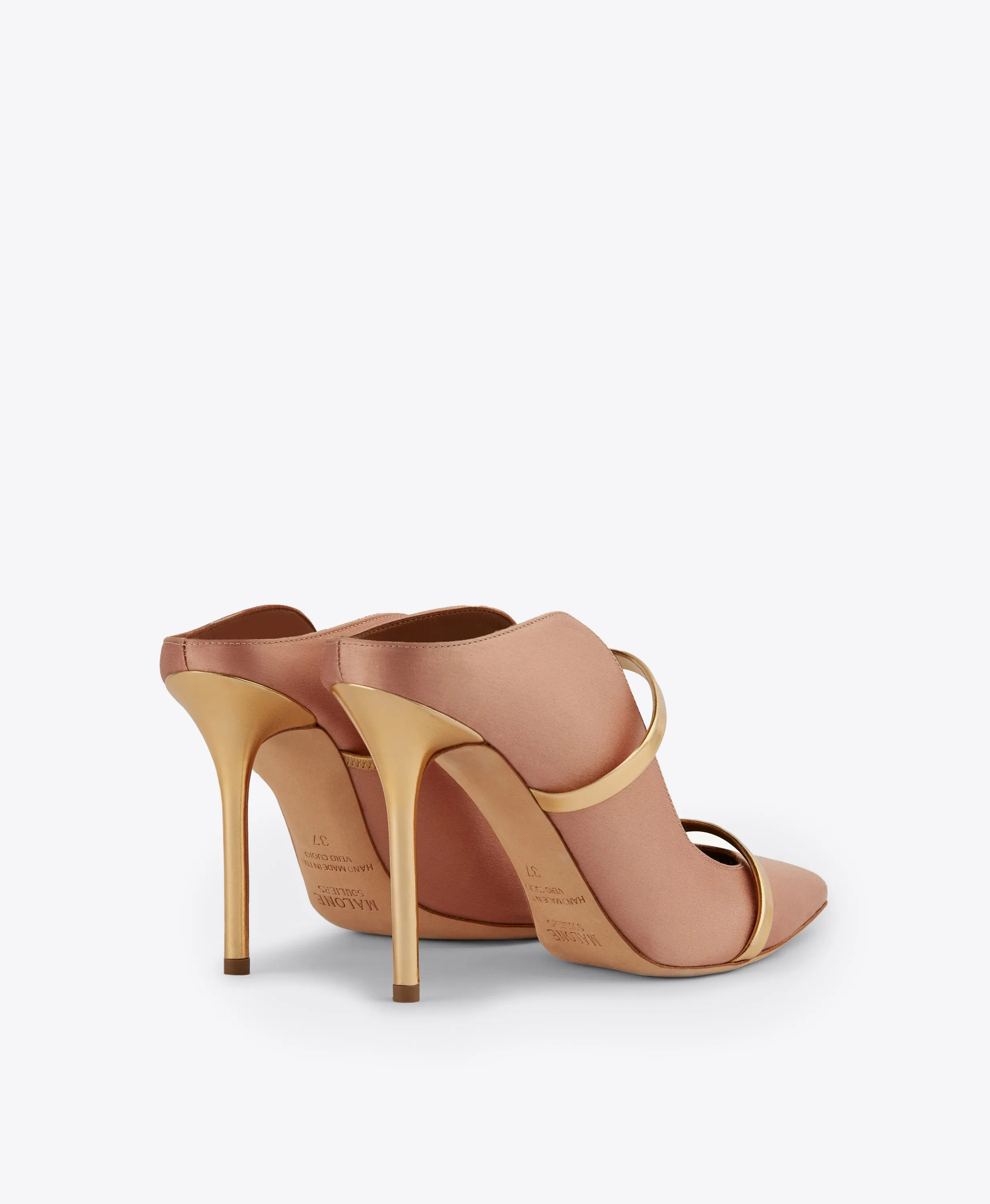 Maureen 100 Blush & Gold Satin Mules