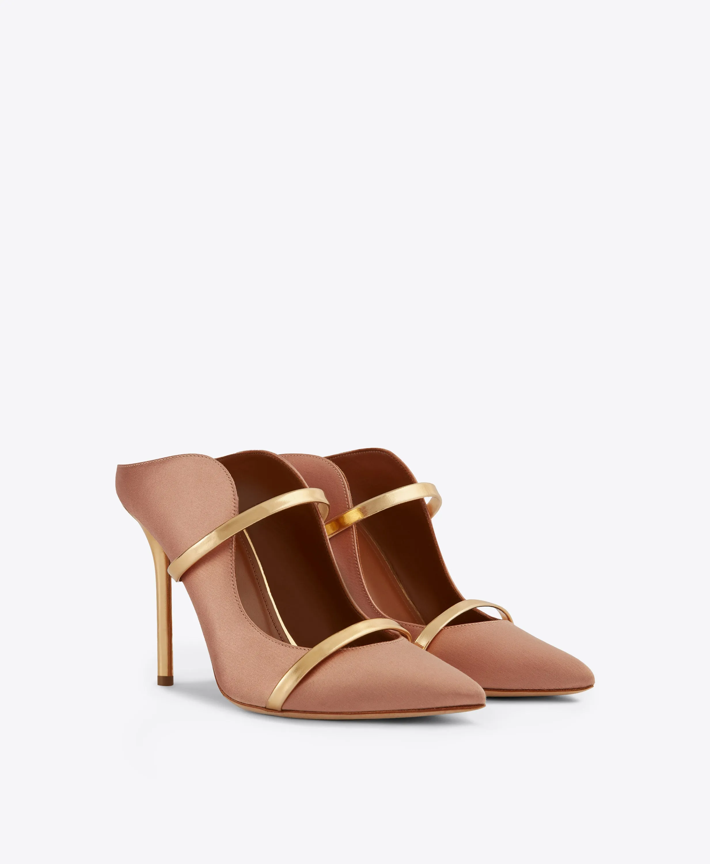 Maureen 100 Blush & Gold Satin Mules