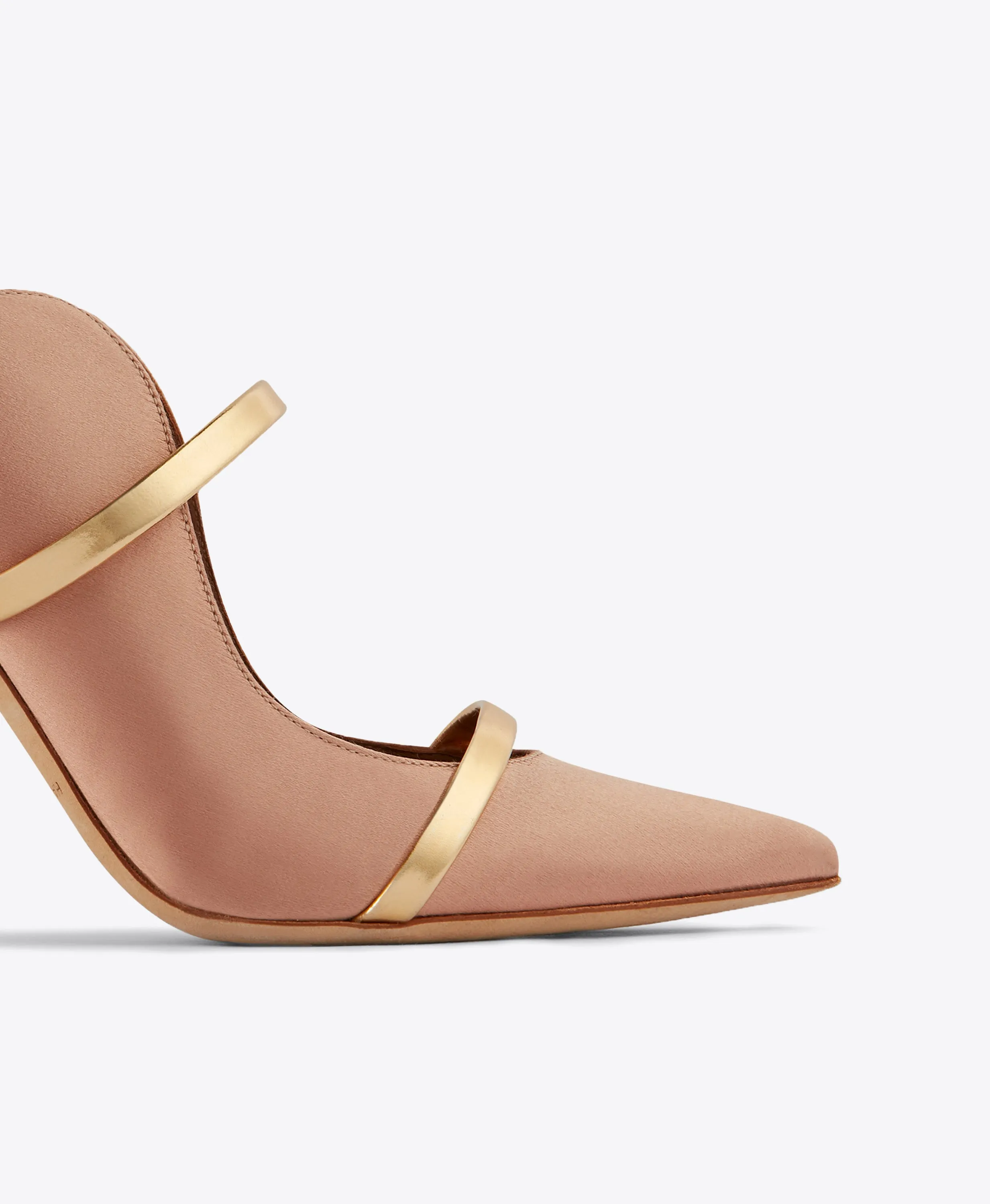 Maureen 100 Blush & Gold Satin Mules