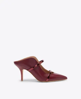 Maureen 70 Red Leather Mules with Mirror Straps