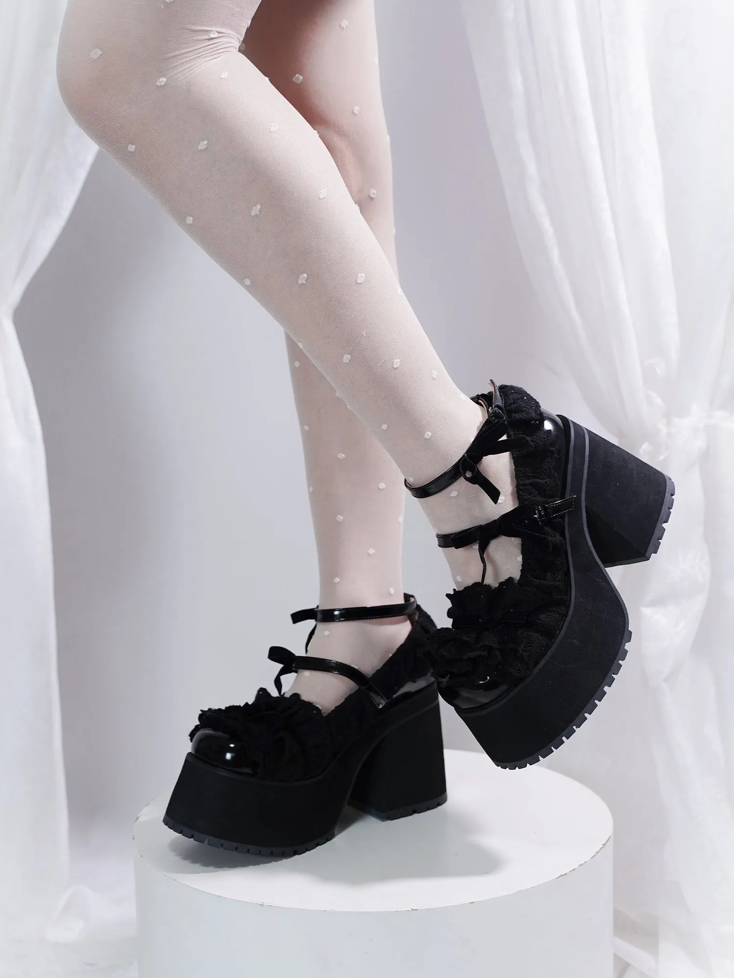 modo original Lolita thick-soled lace shoes