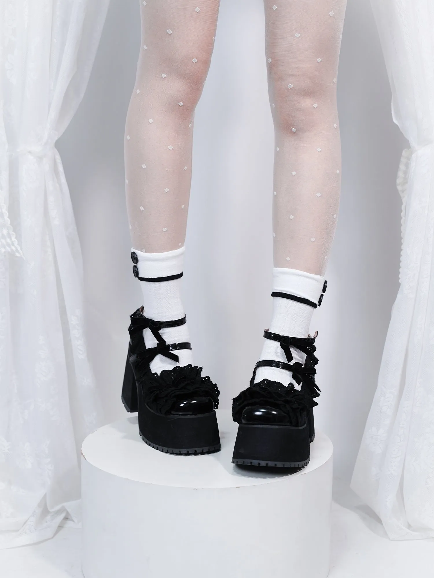 modo original Lolita thick-soled lace shoes