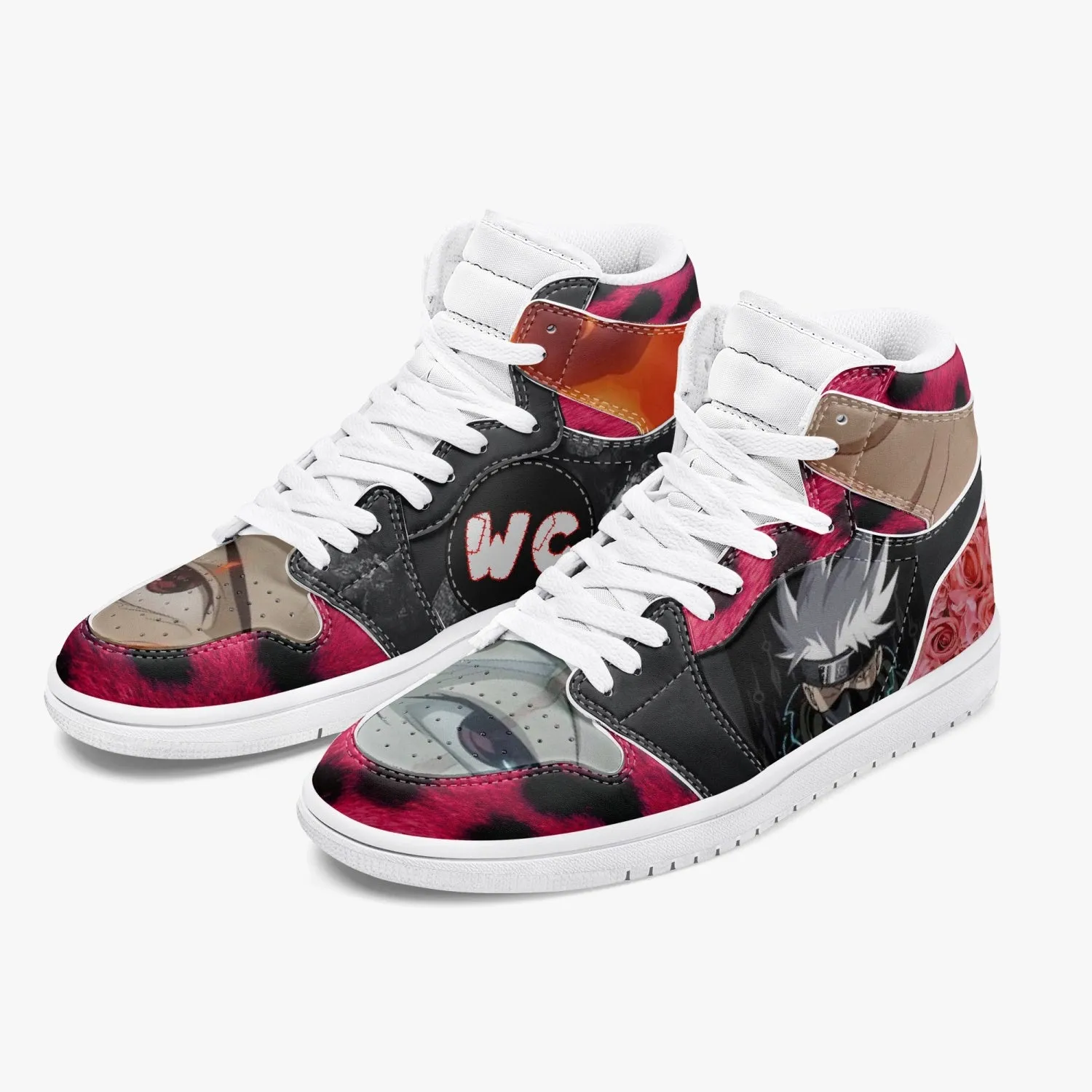 New High-Top Leather Sneakers - Naruto friends meet again