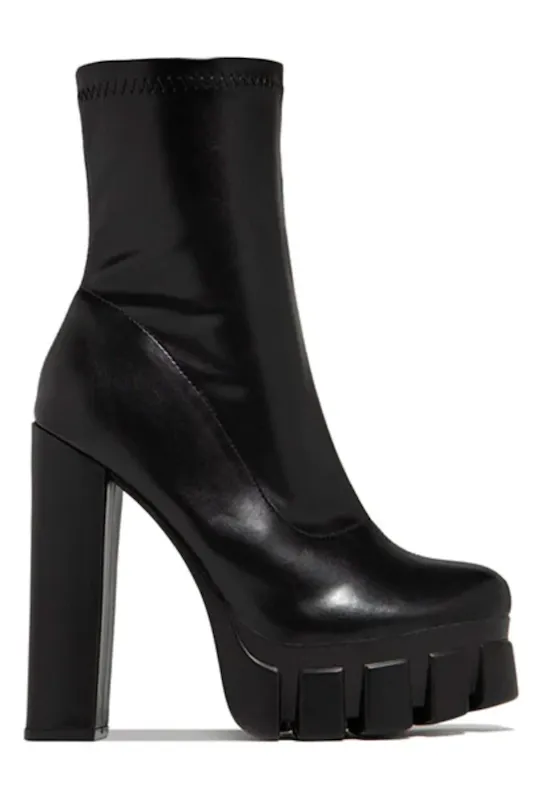 Platform Lug Sole Chunky Heel Bootie