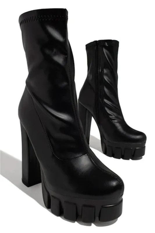 Platform Lug Sole Chunky Heel Bootie