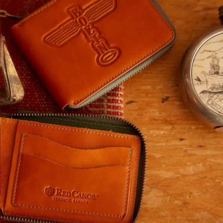 Red Canoe Boeing Leather Zip Wallet