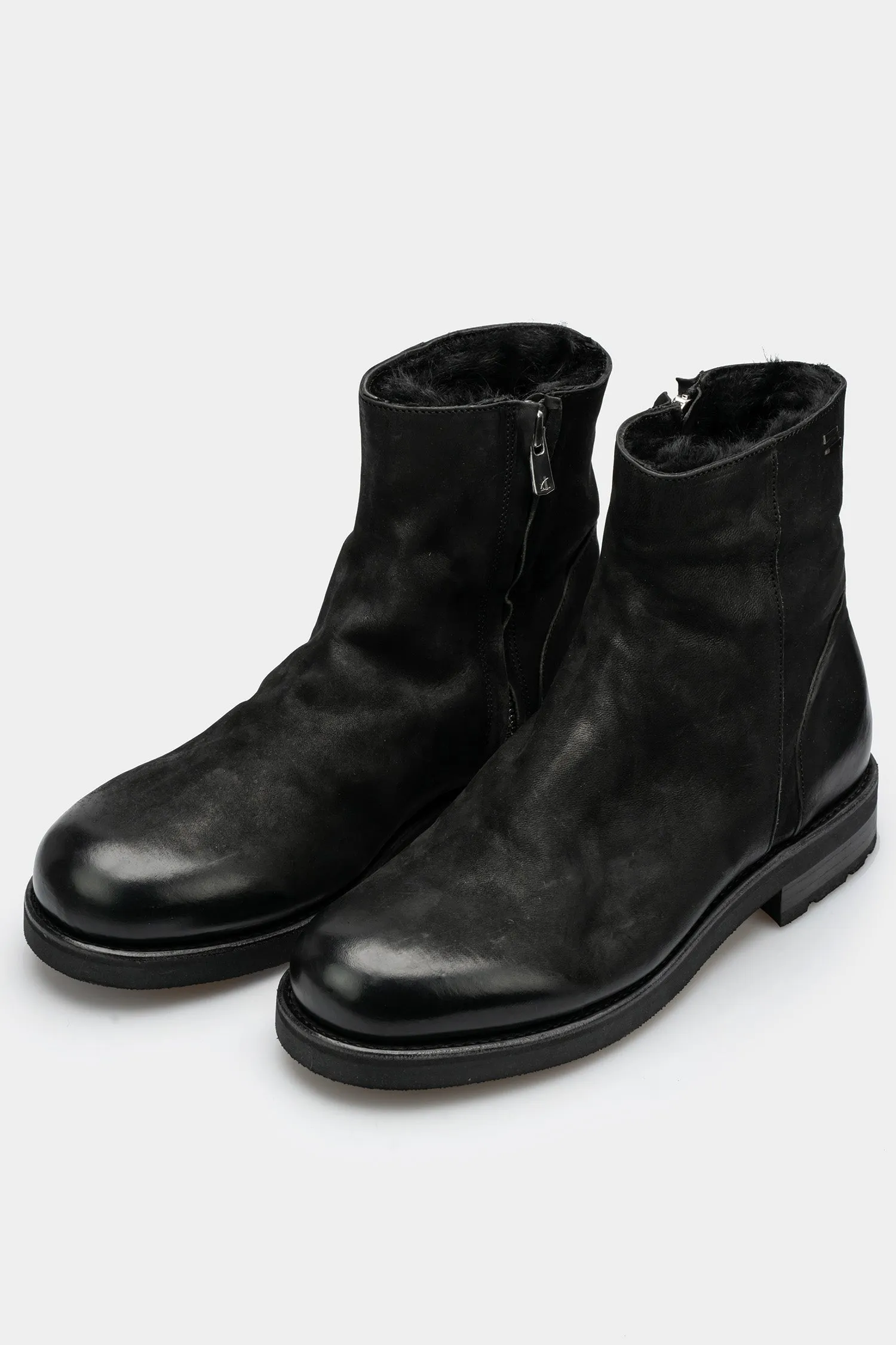 Shearling side zip boots