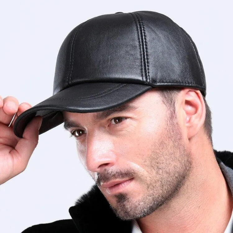 Sheepskin Leather Baseball Cap