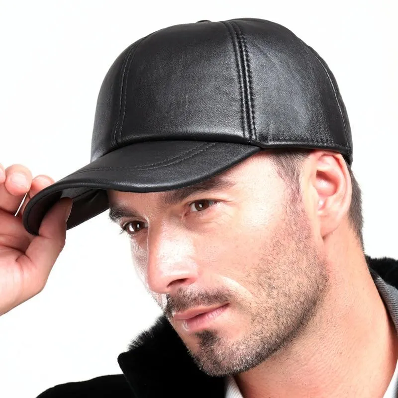 Sheepskin Leather Baseball Cap