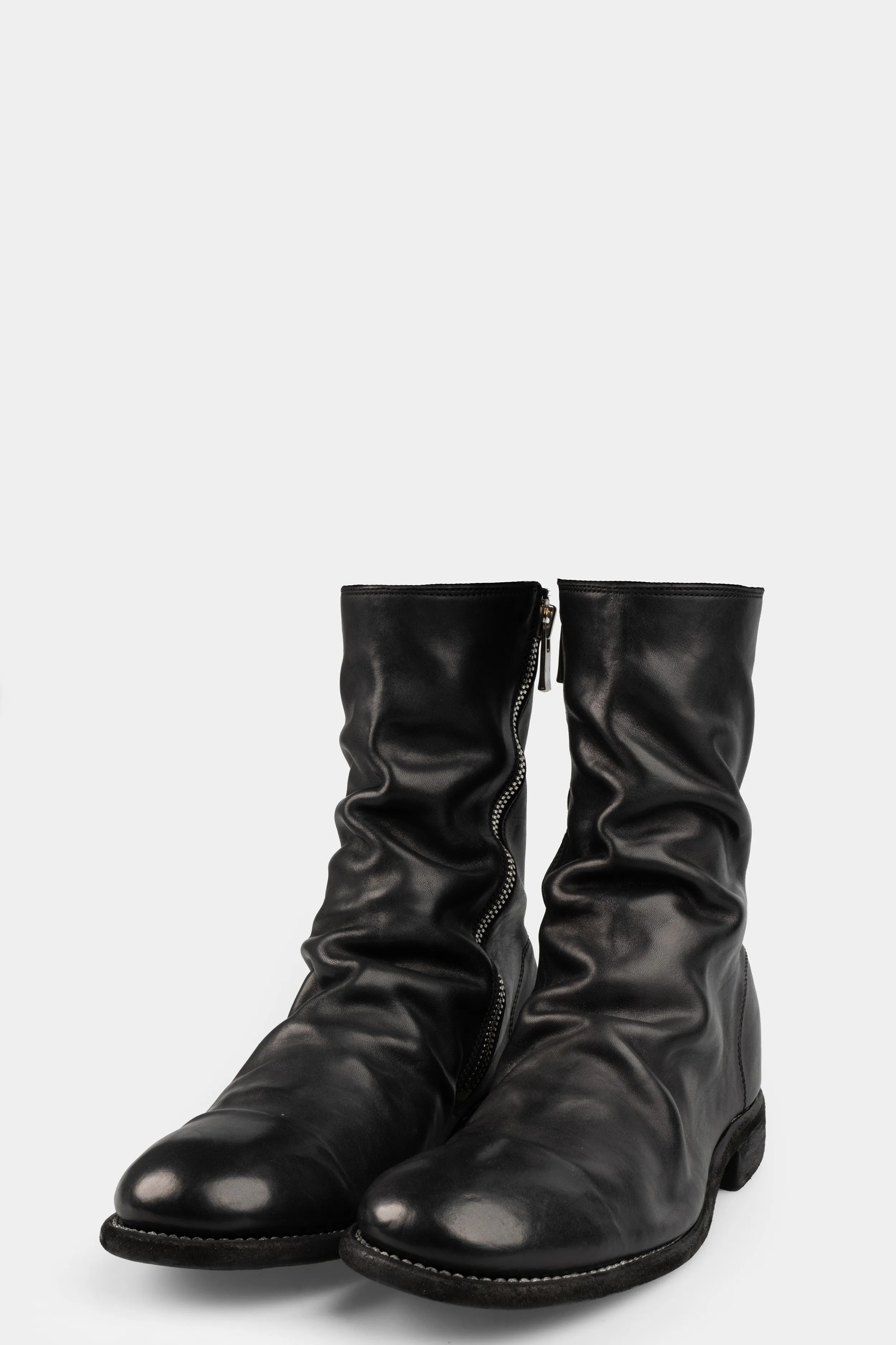 Side zip mid-top leather boots | 698X