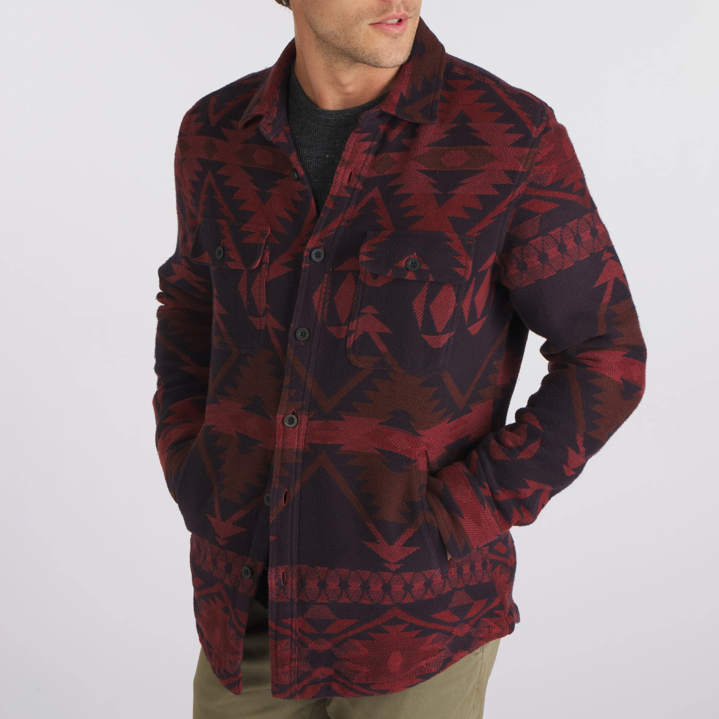 Southwestern Stonewashed Shirt Jacket - Cowhide