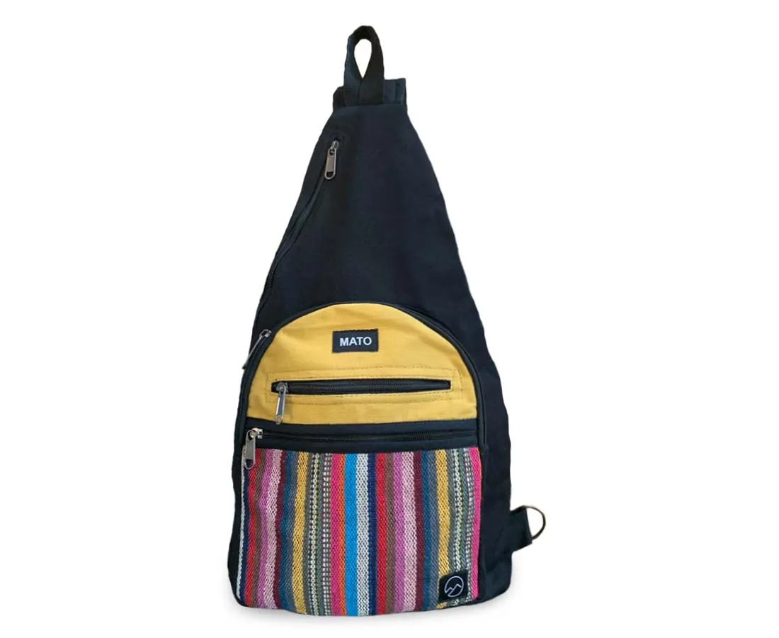 Stupa Sling Bag Woven Crossbody Backpack Black