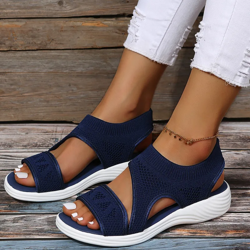 Summer New Casual Shoes Hollow Peep Toe Mesh Platform Sandals