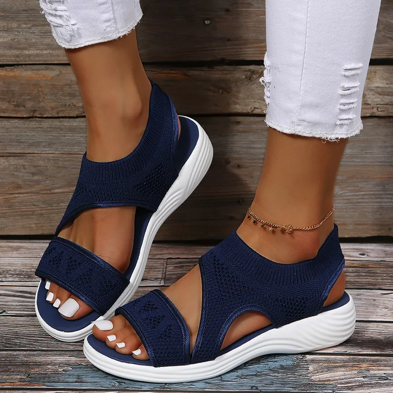 Summer New Casual Shoes Hollow Peep Toe Mesh Platform Sandals