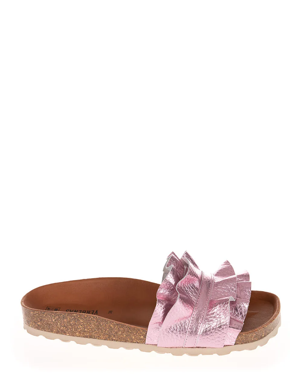 Verbenas Rocio Rosie Leather Ruffle Slide